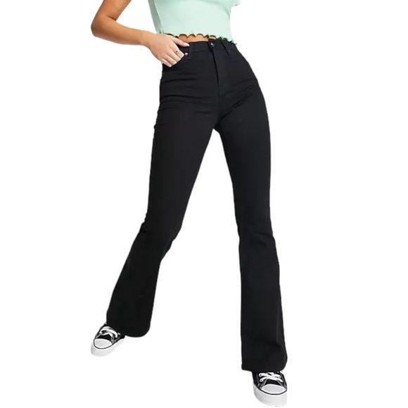 TOPSHOP Black Jamie High Waisted Flare Jeans - Picture 10 of 13